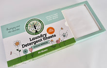 Load image into Gallery viewer, close up of open blue rectangular box of PUR EVERGREEN Laundry Detergent Sheets ocean breeze scented