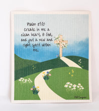 Load image into Gallery viewer, One Swedish Dishcloth replaces 17 rolls of paper towels. They absorb 20x their weight and are far more hygienic than a sponge and won’t crumble or pill. Sustainable Ecofriendly Green natural home goods PÜR Evergreen antibacterial all-purpose cleaner non-toxic families safe natural zero waste Mrs Meyers Method Forces of Nature sassy spearmint cozy bliss eucalyptus mint yummy smell good scent fresh psalm 51:10 bible verse cross christian religious