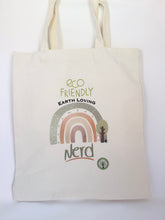 Load image into Gallery viewer, Canvas tote bag earth loving nerd shopping Sustainable Ecofriendly Green natural home goods PÜR Evergreen zero waste Mrs Meyers Method Forces of Nature