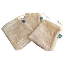 Load image into Gallery viewer, three mesh produce bags folded in half