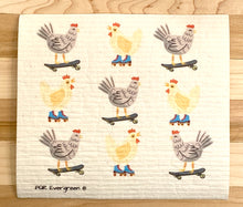Load image into Gallery viewer, An eco-friendly Swedish dishcloth made from a blend of cotton and cellulose, with a textured surface for easy cleaning and scrubbing. The cloth is thin yet durable, and can be easily wrung out to remove excess water. It is shown in a variety of colors and patterns, with a label that reads 'Swedish Dishcloth