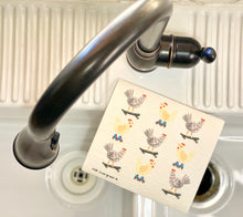 Load image into Gallery viewer, An eco-friendly Swedish dishcloth made from a blend of cotton and cellulose, with a textured surface for easy cleaning and scrubbing. The cloth is thin yet durable, and can be easily wrung out to remove excess water. It is shown in a variety of colors and patterns, with a label that reads 'Swedish Dishcloth