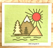 Load image into Gallery viewer, An eco-friendly Swedish dishcloth made from a blend of cotton and cellulose, with a textured surface for easy cleaning and scrubbing. The cloth is thin yet durable, and can be easily wrung out to remove excess water. It is shown in a variety of colors and patterns, with a label that reads 'Swedish Dishcloth