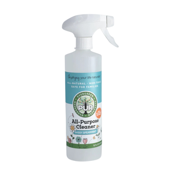 16 oz spray bottle, blue pur evergreen label in sassy spearmint aroma