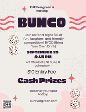 Load image into Gallery viewer, Bunco Night at PÜR Evergreen® | September 25