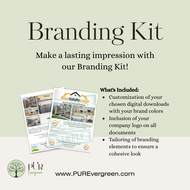 Promotional graphic for a branding kit with digital downloads and customization options.