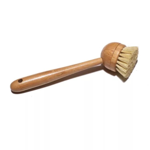 Natural Bamboo Brush - Long Handle Dish Scrub Brush