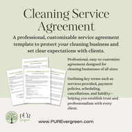 Cleaning Service Agreement template with text on a light green background