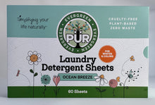Load image into Gallery viewer, Ocean Breeze plant based laundry detergent sheets Sustainable Ecofriendly Green natural home goods PÜR Evergreen zero waste Mrs Meyers Method Forces of Nature biodegradable  Tru Earth Earth Breeze clean people, travel, small, made in Sweden. 