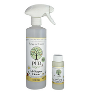Two bottles of PUR Evergreen All-Purpose Cleaner on a white background