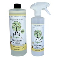 Two bottles of PUR Evergreen All-Purpose Cleaner on a white background