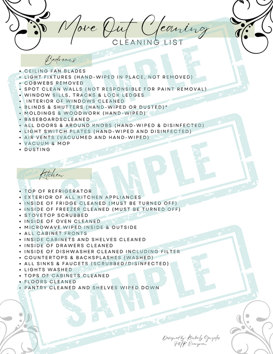 Digital Download - Move Out Cleaning Checklist