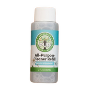 2 oz bottle with white lid, blue label that reads PUR Evergreen All-Purpose Cleaner Refill in Sassy Spearmint aroma
