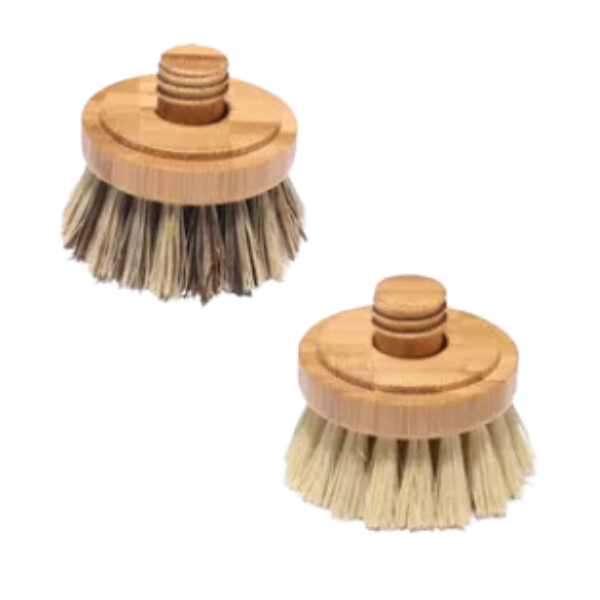 Vove Bamboo Washing Up Brush, FSC-Certified - Includes 3 Replacement Heads - Natural Fibre Bristles - Non-Toxic, Plastic-Free - Kitchen Scrub Brush