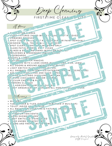 copy of a digital download for a Deep Cleaning Checklist, cleaning company, forms