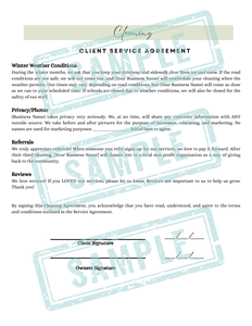 Digital Download - Cleaning Service Agreement