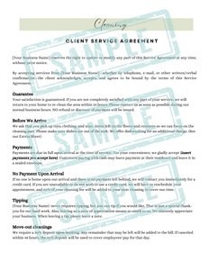 Digital Download - Cleaning Service Agreement