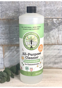 32 oz cleaner Sustainable Ecofriendly Green natural home goods PÜR Evergreen antibacterial all-purpurse cleaner non-toxic families safe natural zero waste Mrs Meyers Method Forces of Nature sassy spearmint cozy bliss eucalyptus mint yummy smell good scent fresh