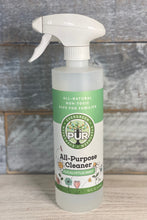 Load image into Gallery viewer, 16 oz spray bottle filled with all-purpose cleaner - green label that reads PUR EVERGREEN all-purpose cleaner Eucalyptus Mint