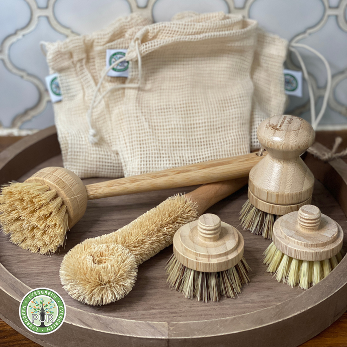 Kitchen Essentials Bundle - Produce Bags & Bamboo Brushes