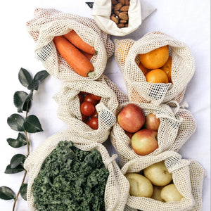 Produce bag earth shopping Sustainable Ecofriendly Green natural home goods PÜR Evergreen zero waste Mrs Meyers Method Forces of Nature strong lightweight stretchy flexible handbag friendly reusable washable Cotton biodegradable