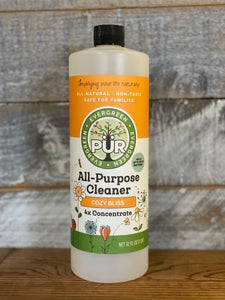 32 oz cleaner Sustainable Ecofriendly Green natural home goods PÜR Evergreen antibacterial all-purpurse cleaner non-toxic families safe natural zero waste Mrs Meyers Method Forces of Nature sassy spearmint cozy bliss eucalyptus mint yummy smell good scent fresh limited edition