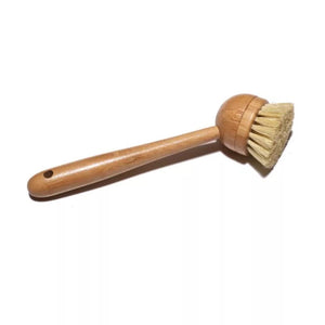 Long handle bamboo kitchen brush bamboo replacement zero waste brush sustainable home goods PÜR Evergreen perfect for cast iron kitchen Sustainable Ecofriendly Green natural home goods PÜR Evergreen zero waste Mrs Meyers Method Forces of Nature compostable vegan