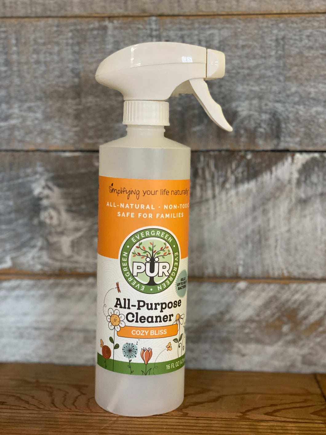 Empty COZY Bliss spray bottle PÜR Evergreen 16oz  spray bottle Sustainable Ecofriendly Green natural home goods zero waste Mrs Meyers Method Forces of Nature 